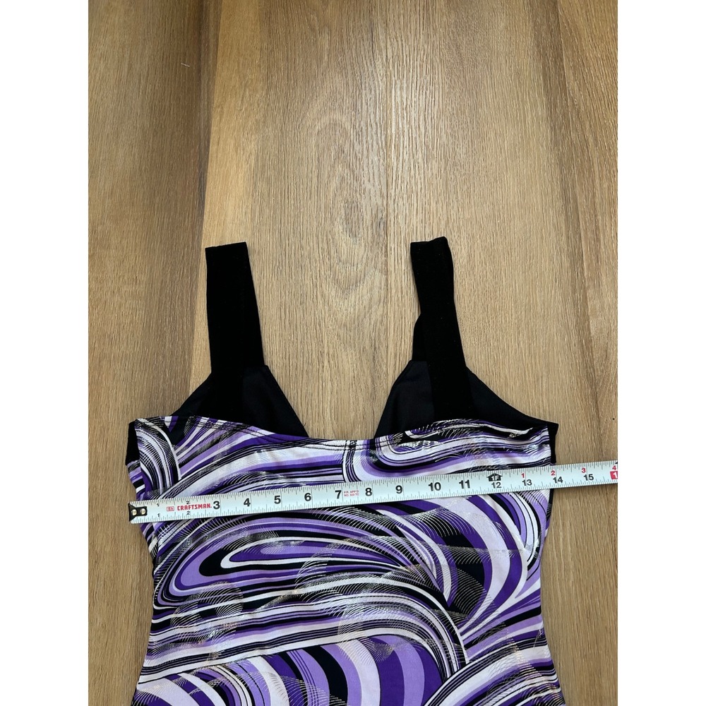 Vintage Y2K Purple Swirl Metallic Rhinestone Buckle Tank Top M party Goingout - Picture 7 of 8